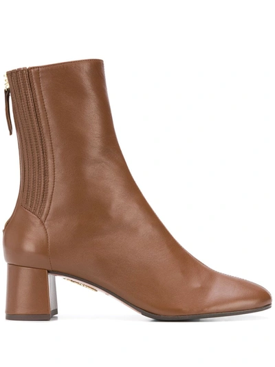 Aquazzura Ankle Boots Saint Honore 50 Nappa Leather In Brown