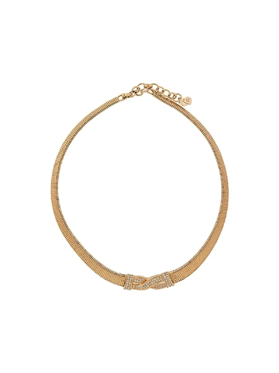 Pre-owned Dior 1980s  Crystal-embellished Necklace In Gold