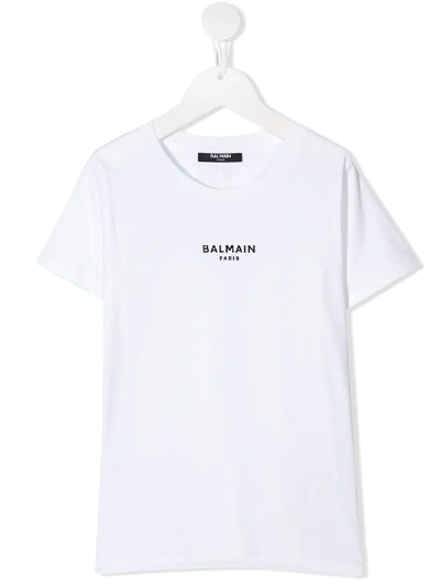 Balmain Kids' Chest Logo-print T-shirt In White