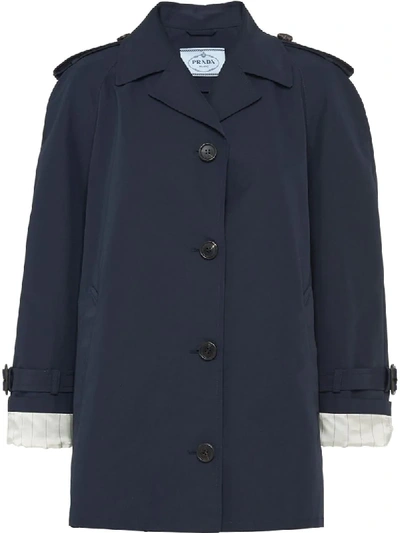 Prada Oversized Short Trench Coat In Blue