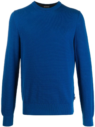 Hugo Boss Long-sleeved Knitted Jumper In Blue