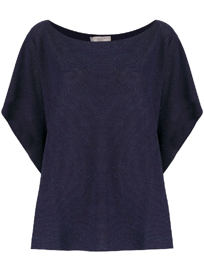 D-exterior Batwing Knitted Top In Blue