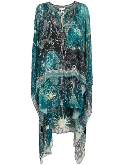 Camilla Into The Mystique Sheer Overlay Dress In Blue