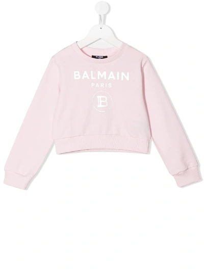 Balmain Kids' Logo-print Sweatshirt In Pink