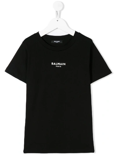 Balmain Teen Logo Print T-shirt In Black