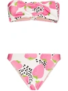 ADRIANA DEGREAS STRAWBERRY-PRINT BANDEAU BIKINI SET