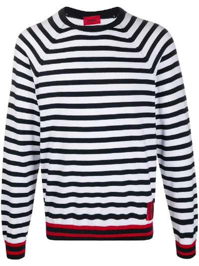 Hugo Boss Striped Print Jumper In Blue