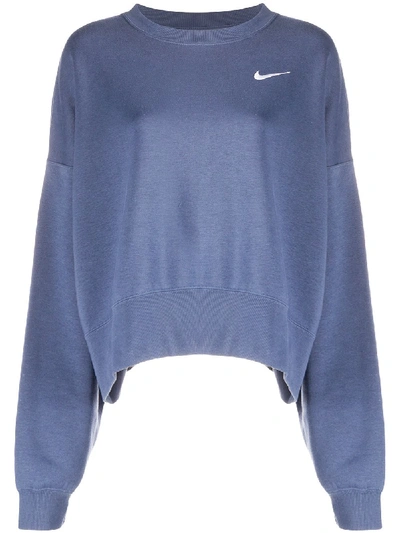 Nike Cropped Logo Sweatshirt In Blue