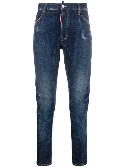 Dsquared2 Distressed Slim-fit Jeans In Blue