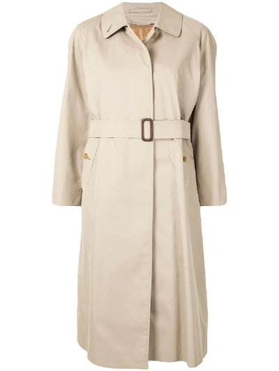 Pre-owned Burberry Belted Straight-fit Coat In Neutrals