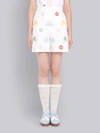 THOM BROWNE THOM BROWNE WHITE SEERSUCKER SHIP AND WHEEL EMBROIDERED HIGH WAIST SHORT,FTC363E0634214625025