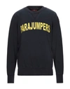 Parajumpers Caleb Sweatshirt In Black Cotton With Yellow Logo In Black