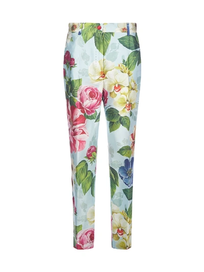 Dolce & Gabbana Floral Printed Trousers In Fiori Ombre F.azzurro