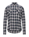 Aglini Checked Shirt In Dark Blue