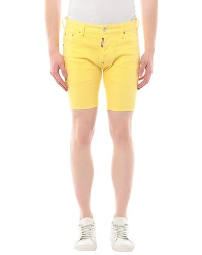 Dsquared2 Denim Shorts In Yellow
