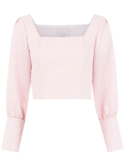 Framed Long Sleeved Cropped Top In Pink