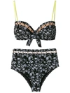 Amir Slama Margarida Printed Bikini Set In Black
