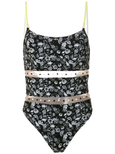 Amir Slama Margarida Printed Swimsuit In Black