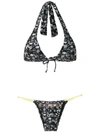 Amir Slama Margarida Printed Bikini Set In Black