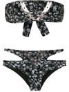 Amir Slama Margarida Printed Bikini Set In Black