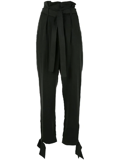 Reformation Avalon Paperbag-waist Trousers In Black