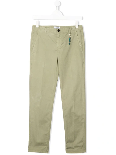 Dondup Kids' Charm-detail Straight-leg Trousers In Green