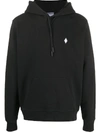 Marcelo Burlon County Of Milan Classic Pullover Black Hoodie With Adjustable Drawstring In Black