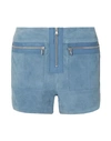 Victoria Beckham Leather-trimmed Suede Shorts In Sky Blue