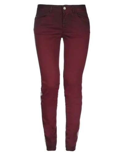 Just Cavalli Woman Pants Burgundy Size 25 Cotton, Elastane In Red