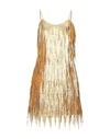 Michael Kors Metallic Plongé Leather Fringed Mini Dress In Gold