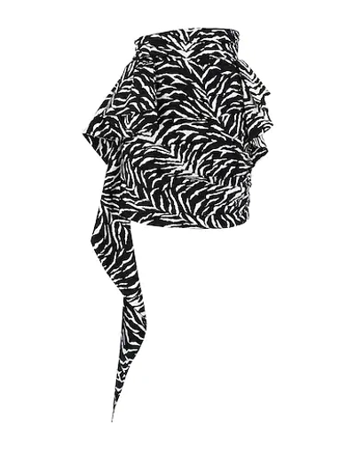 Redemption Draped Zebra-print Stretch-cotton Mini Skirt In Black