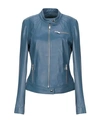 Arma Leather Jacket In Pastel Blue