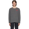 Comme Des Garçons Play Grey Heart Patch Crewneck Sweater In 3 Grey