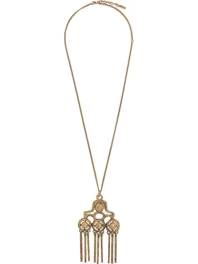 Saint Laurent Oversized Talisman Pendant Necklace In Yellow