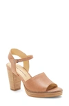 Lucky Brand Naika Ankle Strap Platform Sandal In Latte Leather