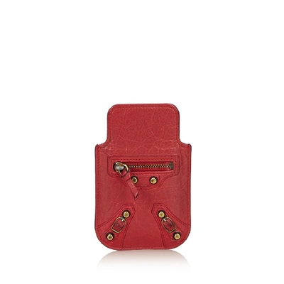 Pre-owned Balenciaga Classic Leather Phone Case In Red