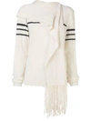 JW ANDERSON FRINGE SCARF KNITTED SWEATER,00DFFD4A-68EF-D95B-F3A7-C66F6EE05AD8