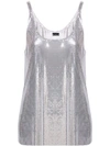 Rabanne Metallic Mesh Tank In Grey