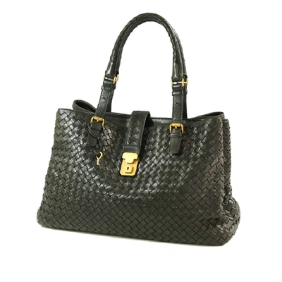 Pre-owned Bottega Veneta Large Roma Intrecciato Tote Bag In Black