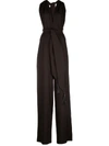 FERRAGAMO BROWN HALTER JUMPSUIT,6C9496EE-A606-BDCA-25D6-5A9CF8019E4C