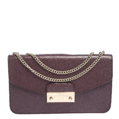 Pre-owned Furla Burgundy Leather Metropolis Shoulder Bag