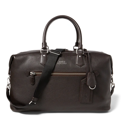 Ralph Lauren Pebbled Leather Duffel Bag In Dark Brown
