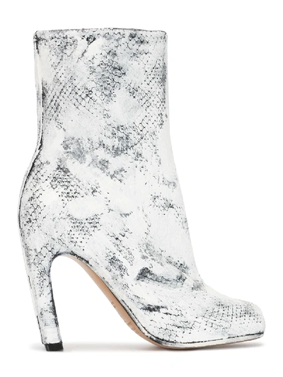Maison Margiela Tabi Paint Python Effect Leather Ankle Boots In White