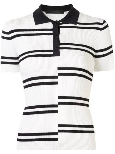 Rokh Contrast Striped Polo T-shirt In White