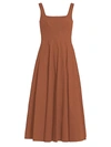 Staud Women's Wells Cotton Poplin A-line Midi-dress In Tan