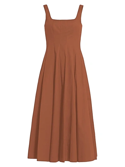 Staud Women's Wells Cotton Poplin A-line Midi-dress In Tan