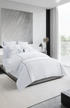 Vera Wang Zig Zag T230 Sateen Duvet Cover Set In White