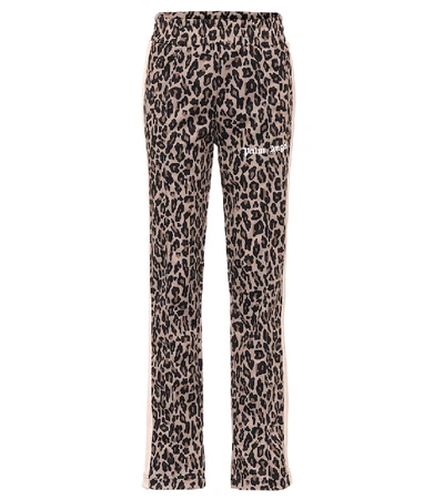 Palm Angels Leopard-print Trackpants In Beige