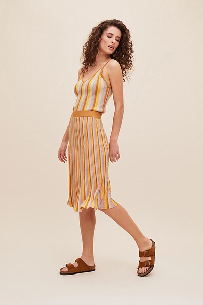 Suncoo Portia Striped-knit Skirt