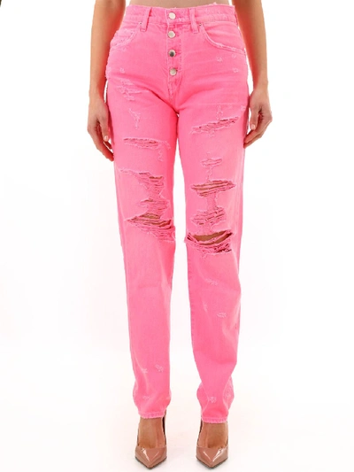 Amiri Ripped Jeans In Pink